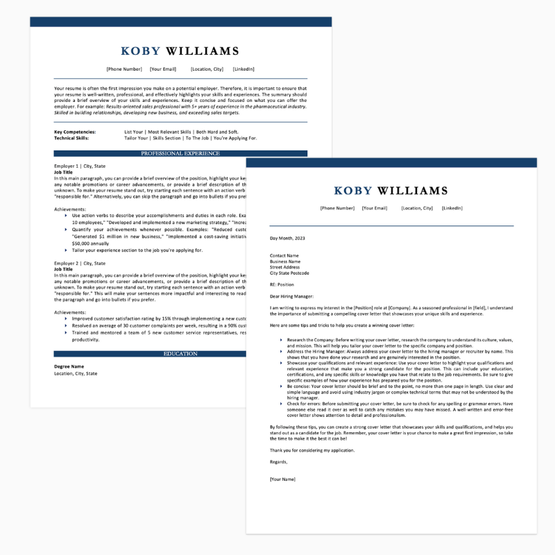Senior Manager Resume and Cover Letter